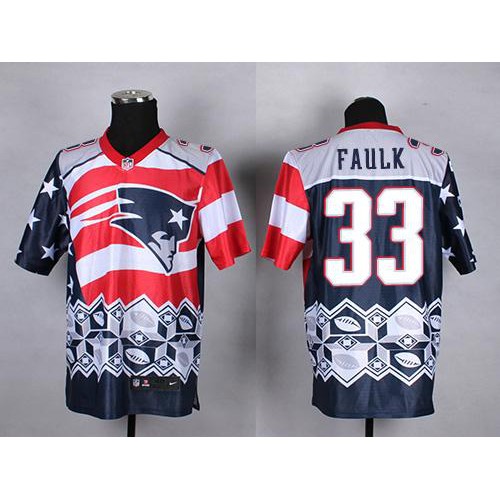 New England Patriots #33 Kevin Faulk Navy Blue Men's Stitched Elite Noble Fashion Jersey Men's