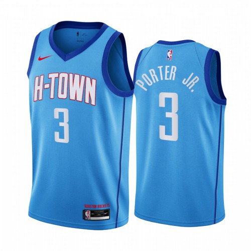Houston Rockets #3 Kevin Porter Jr. Blue Swingman 2020-21 City Edition Jersey Mens