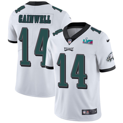 Eagles #14 Kenneth Gainwell White Super Bowl LVII Patch Youth Stitched Vapor Untouchable Limited Jersey