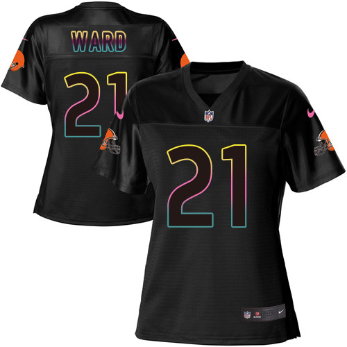 Browns #21 Denzel Ward Black Women's Fashion Game Jersey