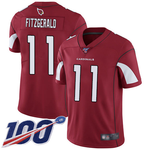 Cardinals #11 Larry Fitzgerald Red Team Color Men's Stitched 100th Season Vapor Limited Jersey