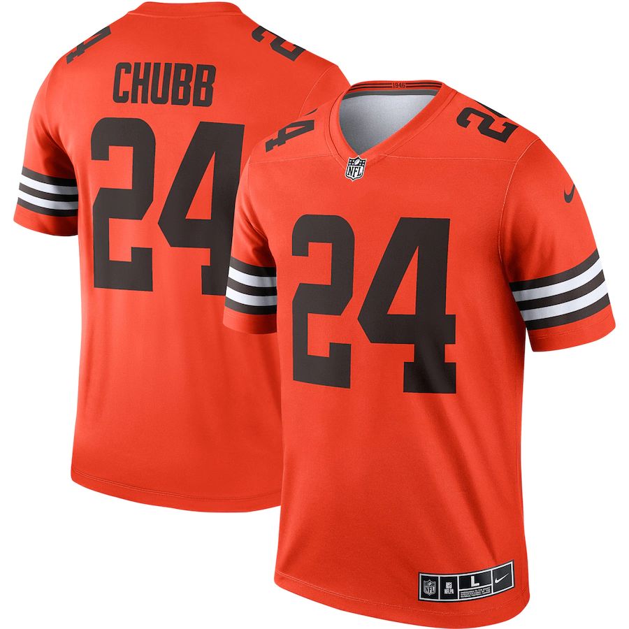 Cleveland Browns #24 Nick Chubb Men's Orange Inverted Legend Jersey