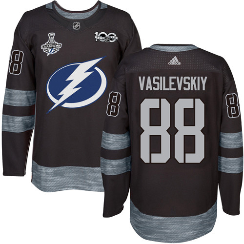 Adidas Tampa Bay Lightning #88 Andrei Vasilevskiy Black 1917-2017 100th Anniversary 2020 Stanley Cup Champions Stitched Jersey Men's