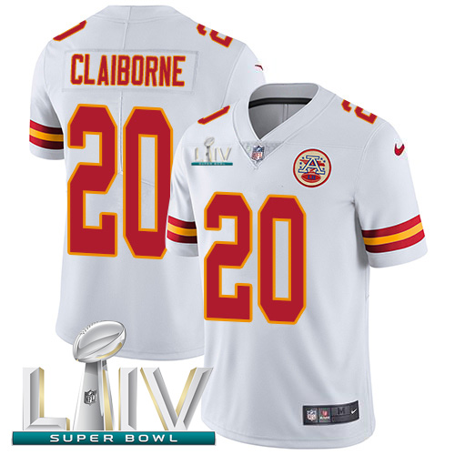 Kansas City Chiefs #20 Morris Claiborne White Super Bowl LIV 2020 Youth Stitched Vapor Untouchable Limited Jersey Youth