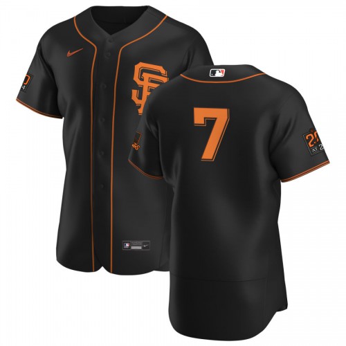 San Francisco San Francisco Giants #7 Donovan Solano Men's Black Alternate 2020 Authentic 20 at 24 Patch Player Jersey Men's