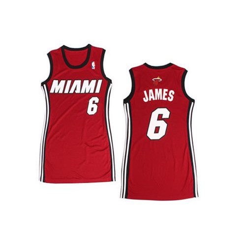 Miami Heat #6 LeBron James Red Dress Womens Stitched Jersey Womens