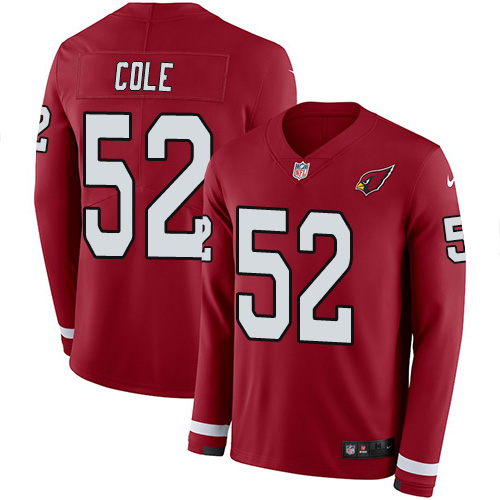 Arizona Cardinals #52 Mason Cole Red Team Color Men's Stitched Limited Therma Long Sleeve Jersey Men's