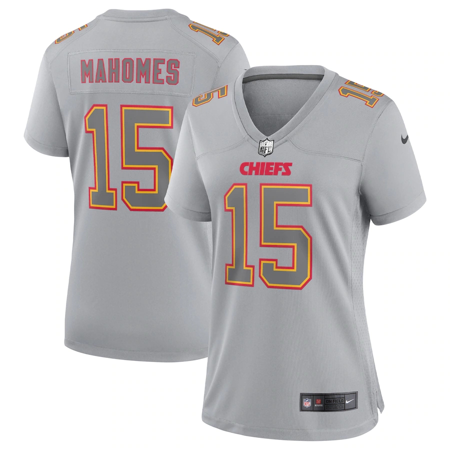 Kansas City Chiefs #15 Patrick Mahomes Women's Gray Atmosphere Fashion Game Jersey
