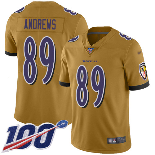 Baltimore Ravens #89 Mark Andrews Gold Men's Stitched Limited Inverted Legend 100th Season Jersey Men's