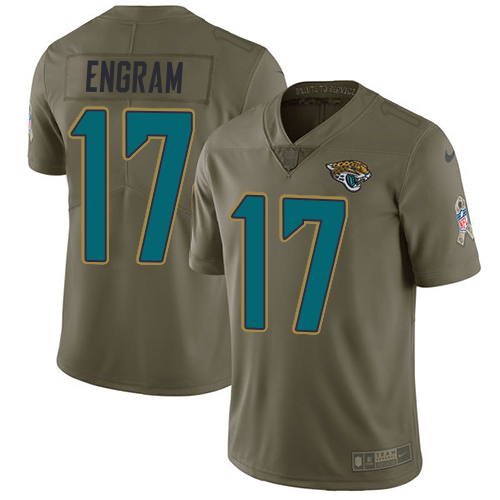 Jaguars #17 Evan Engram Olive Men's Stitched Limited 2017 Salute To Service Jersey