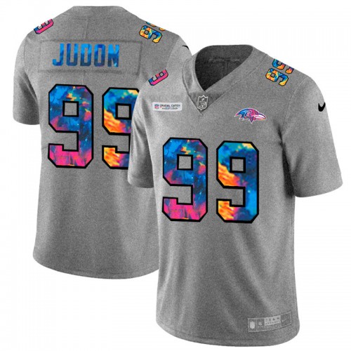 Baltimore Baltimore Ravens #99 Matthew Judon Men's Multi-Color 2020 Crucial Catch Jersey Greyheather Men's