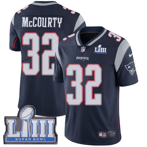 Patriots #32 Devin McCourty Navy Blue Team Color Super Bowl LIII Bound Youth Stitched Vapor Untouchable Limited Jersey