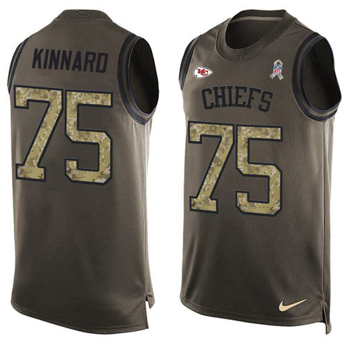Chiefs #75 Darian Kinnard Green Men's Stitched Limited Salute To Service Tank Top Jersey