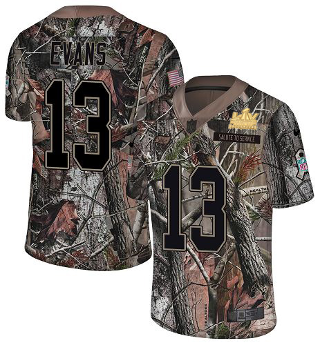 Buccaneers #13 Mike Evans Camo Men's Super Bowl LV Champions Patch Stitched Limited Rush Realtree Jersey