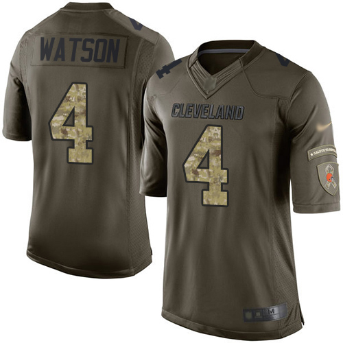 Browns #4 Deshaun Watson Green Men's Stitched Limited 2015 Salute To Service Jersey