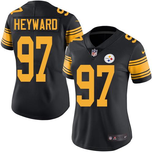 Pittsburgh Steelers #97 Cameron Heyward Black Women's Stitched Limited Rush Jersey Womens