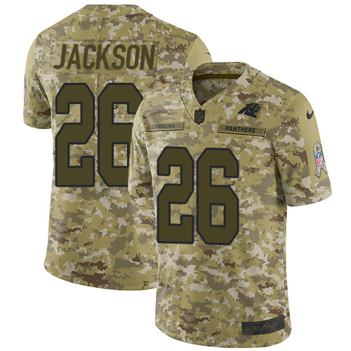 Carolina Panthers #26 Donte Jackson Camo Men's Stitched Limited 2018 Salute To Service Jersey Men's