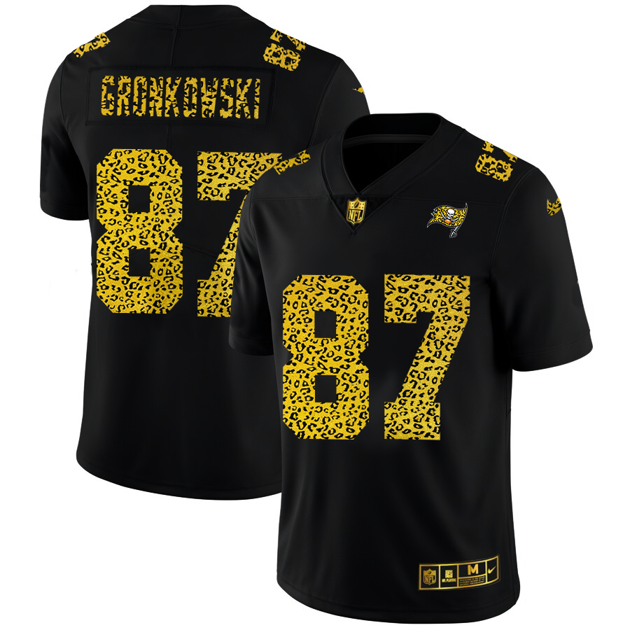 Tampa Bay Buccaneers #87 Rob Gronkowski Men's Leopard Print Fashion Vapor Limited Jersey Black