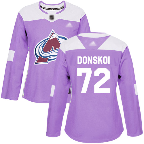 Adidas Colorado Avalanche #72 Joonas Donskoi Purple Authentic Fights Cancer Women's Stitched Jersey Womens