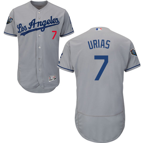 Los Angeles Dodgers #7 Julio Urias Grey Flexbase Authentic Collection 2018 World Series Stitched Jersey Men's