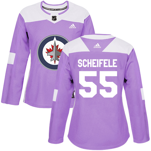 Adidas Winnipeg Jets #55 Mark Scheifele Purple Authentic Fights Cancer Women's Stitched Jersey Womens