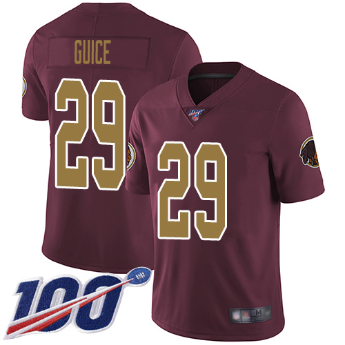 Washington Commanders #29 Derrius Guice Burgundy Red Alternate Men's Stitched 100th Season Vapor Limited Jersey Men's