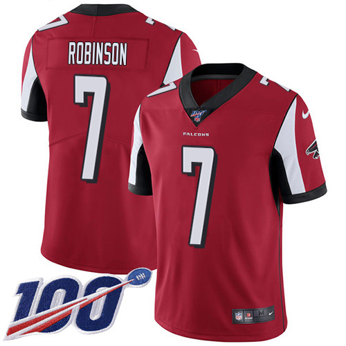 Falcons #7 Bijan Robinson Red Team Color Men's Stitched 100th Season Vapor Untouchable Limited Jersey