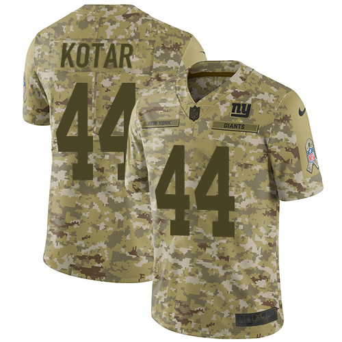 New York Giants #44 Doug Kotar Camo Youth Stitched Limited 2018 Salute to Service Jersey Youth