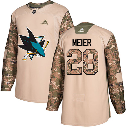 Adidas San Jose Sharks #28 Timo Meier Camo Authentic 2017 Veterans Day Stitched Youth Jersey Youth