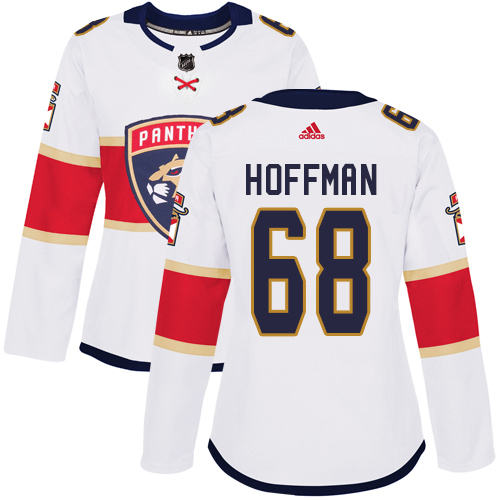 Adidas Florida Panthers #68 Mike Hoffman White Road Authentic Women's Stitched Jersey Womens