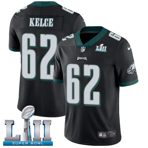 Eagles #62 Jason Kelce Black Alternate Super Bowl LII Men's Stitched Vapor Untouchable Limited Jersey