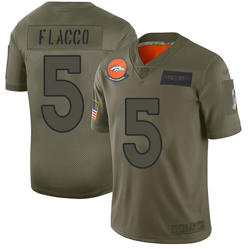 Denver Broncos #5 Joe Flacco Camo Youth Stitched Limited 2019 Salute to Service Jersey Youth