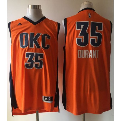 Oklahoma City Thunder #35 Kevin Durant Orange Alternate Stitched Jersey Mens