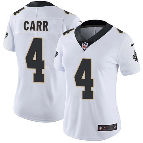 Saints #4 Derek Carr White Women's Stitched Vapor Untouchable Limited Jersey