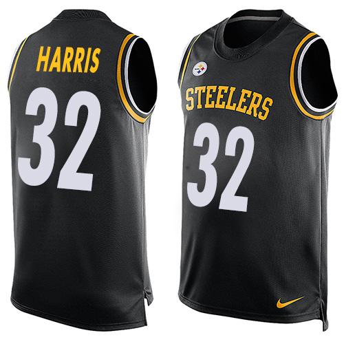 Steelers #32 Franco Harris Black Team Color Men's Stitched Limited Tank Top Jersey