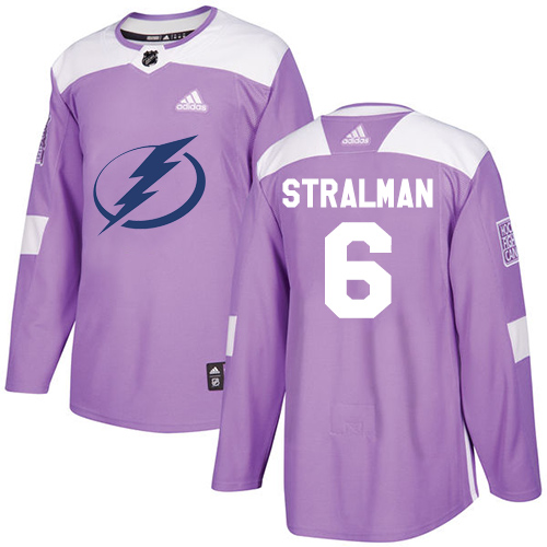 Adidas Tampa Bay Lightning #6 Anton Stralman Purple Authentic Fights Cancer Stitched Jersey Men's