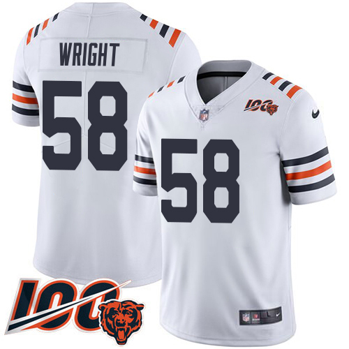 Bears #58 Darnell Wright White Alternate Youth Stitched Vapor Untouchable Limited 100th Season Jersey