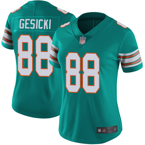 Dolphins #88 Mike Gesicki Aqua Green Alternate Women's Stitched Vapor Untouchable Limited Jersey