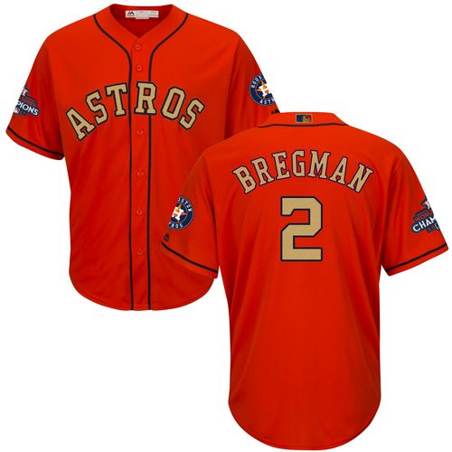 Houston Astros #2 Alex Bregman Orange 2018 Gold Program Cool Base Stitched Youth Jersey Youth