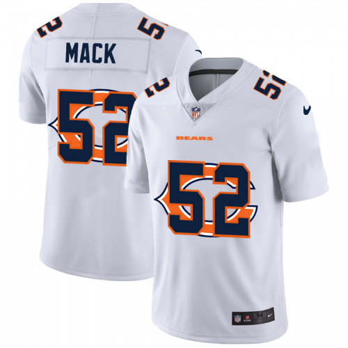 Chicago Chicago Bears #52 Khalil Mack White Men's Team Logo Dual Overlap Limited Jersey Men's