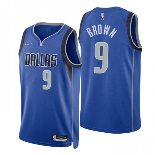 Dallas Mavericks #9 Moses Brown Blue Mens 2021-22 75th Anniversary Diamond Swingman Jersey - Icon Edition Mens