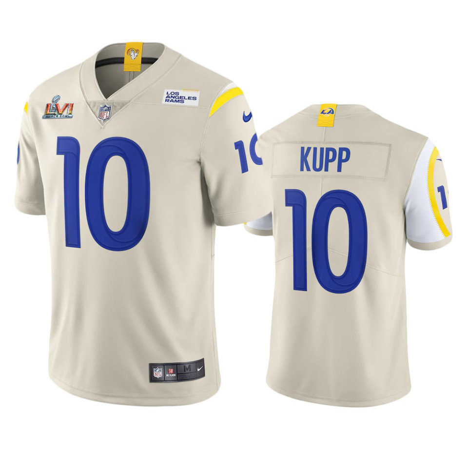 Los Angeles Rams #10 Cooper Kupp Men's Super Bowl LVI Patch Vapor Limited Jersey - Bone