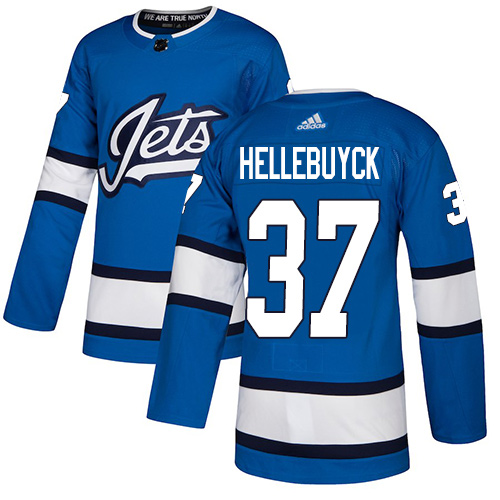Adidas Winnipeg Jets #37 Connor Hellebuyck Blue Alternate Authentic Stitched Jersey Men's