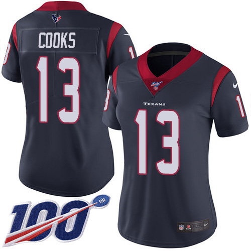Texans #13 Brandin Cooks Navy Blue Team Color Women's Stitched 100th Season Vapor Untouchable Limited Jersey