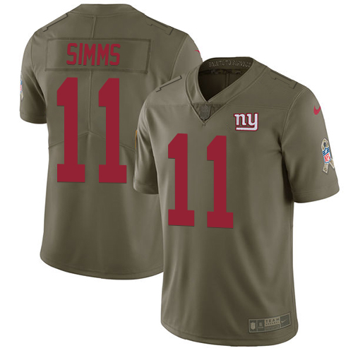New York Giants #11 Phil Simms Olive Men's Stitched Limited 2017 Salute to Service Jersey Men's