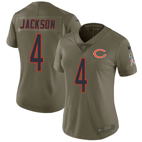 Bears #4 Eddie Jackson Olive Women's Stitched Limited 2017 Salute To Service Jersey