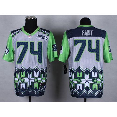 Seattle Seahawks #74 George Fant Grey Men's Stitched Elite Noble Fashion Jersey Men's