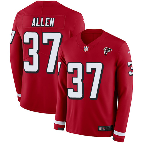 Atlanta Falcons #37 Ricardo Allen Red Team Color Men's Stitched Limited Therma Long Sleeve Jersey Men's