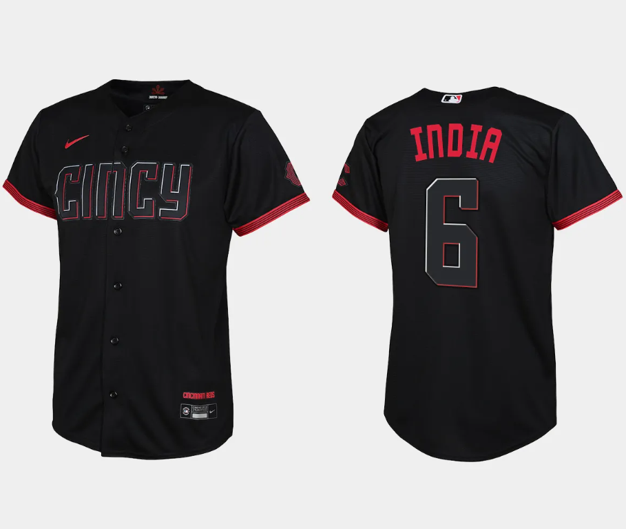 Youth Cincinnati Reds Jonathan India Black 2023 City Connect Replica Jersey