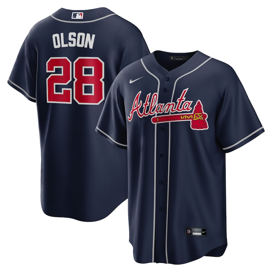 Men's Youth Women's Atlanta Braves #28 Matt Olson Navy Alternate 2020 Jersey